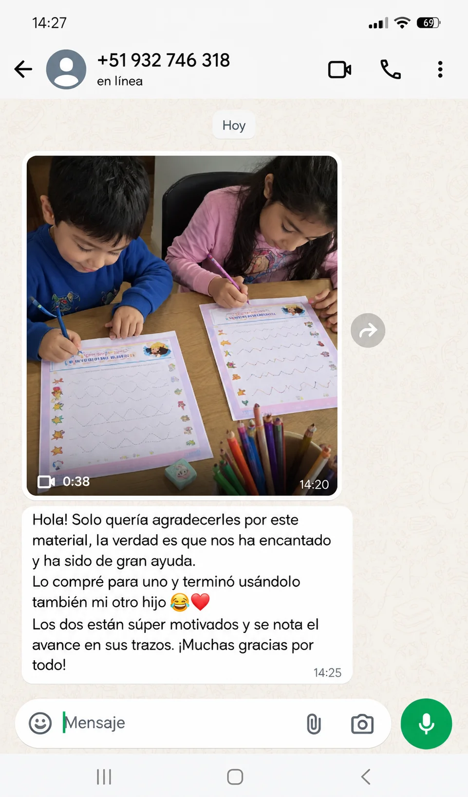 Captura de WhatsApp de un testimonio real 4